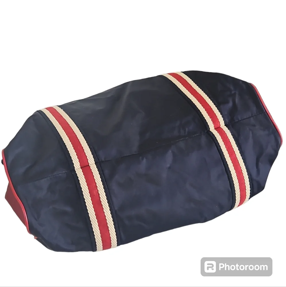 Gucci Vintage Nylon Tote Bag Blue Red Cream NWOT - Picture 11 of 14